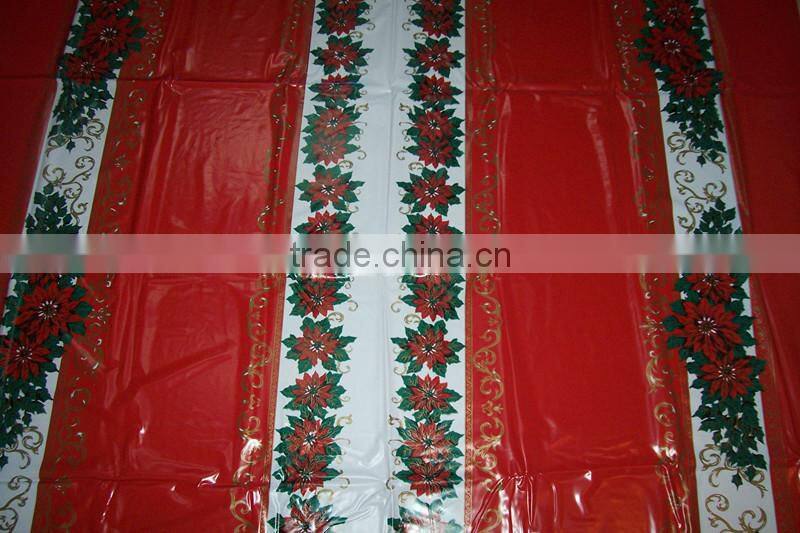 christmas plastic tablecloth PVC with flannel backing