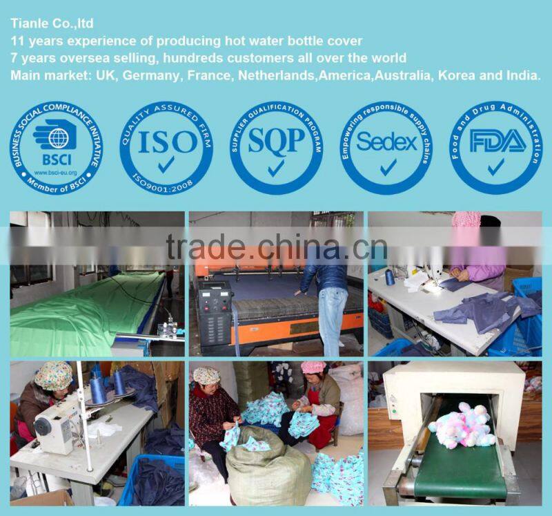 Cute pullover designk knitted cover with rubber hot water bottle