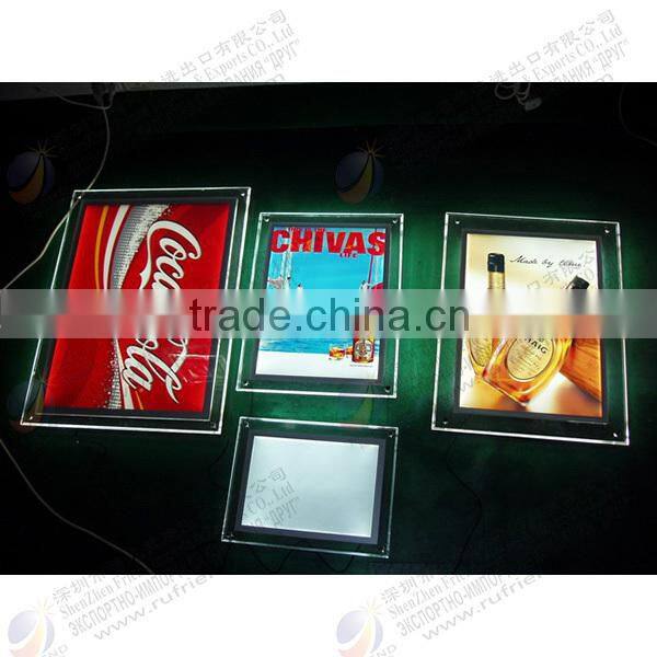 custom acrylic led edge lit sign photo picture frame