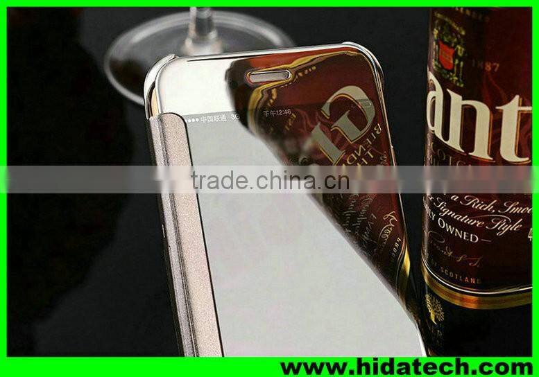 Clear smart visible flip leather case for apple iPhone 6 mirror leather case