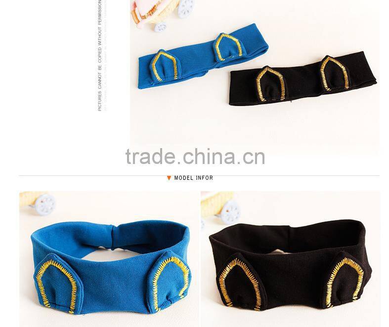 children headwear Korea baby cute knit headband with embroidery ear