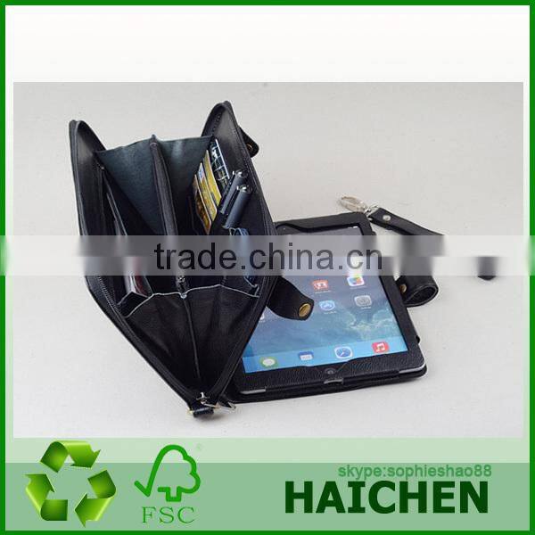 Hot Selling Leather Portfolio Case With Zipper Closure