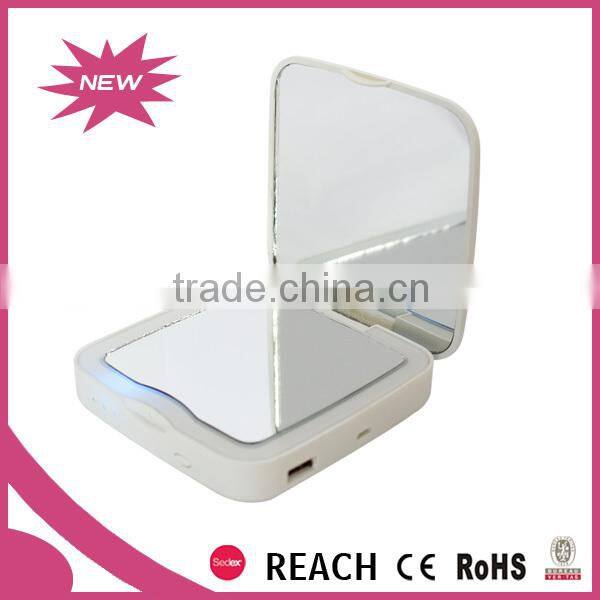 Mobile phone power bank cosmetic mirror 5x magnifying with led light