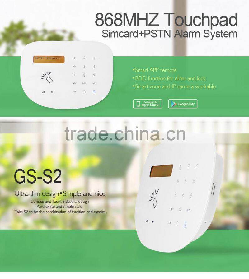Wireless GSM Alarm home Automation Security System with RFID card and Touch Keypad