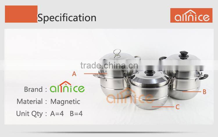 Allnice-New design #430 stainless steel 2-layer 15-qt durable Multipots & Steamers with steel lid and bakelite handles&knob