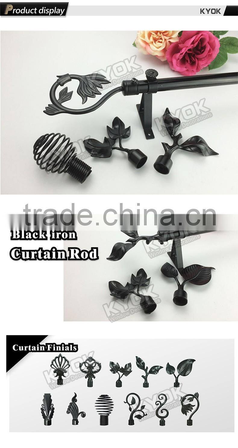 KYOK black color durable curtain finials,black color curtain finials for iron curtain poles with cheap price
