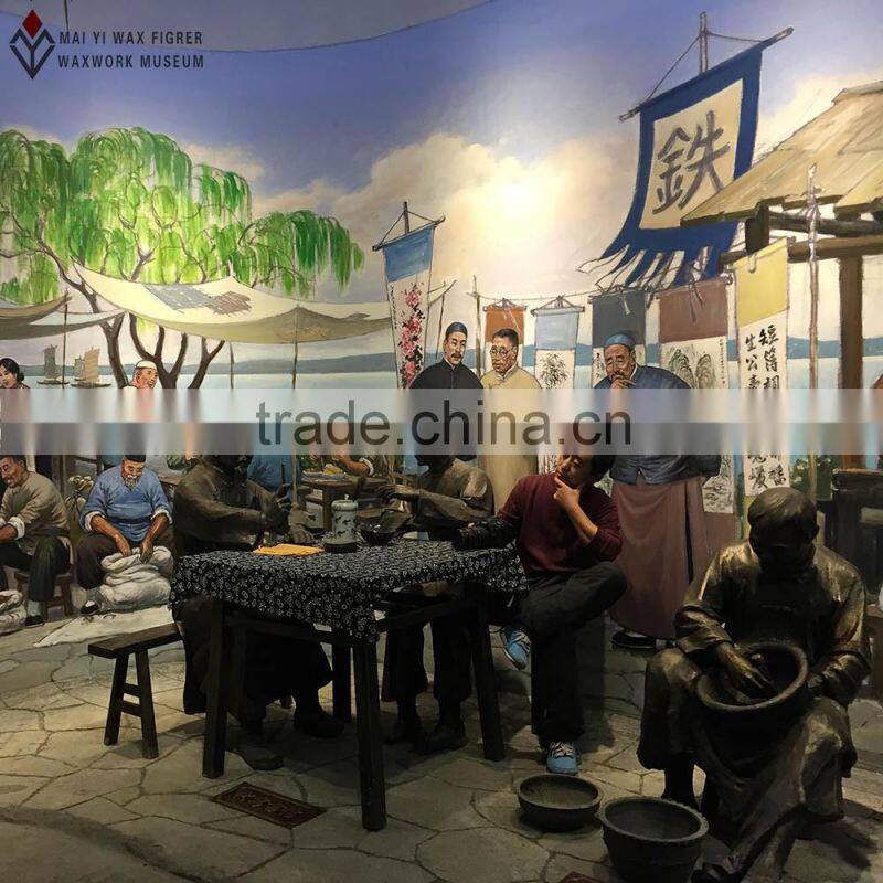 museum wax figure bronze human figure statues