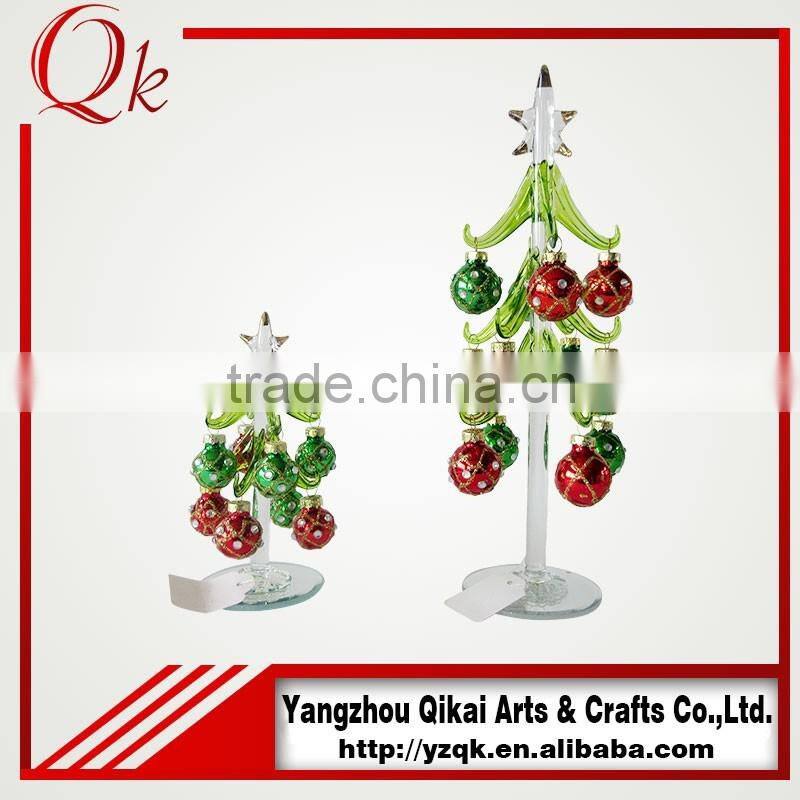 Small beautiful dismountable balls decorated glass christmas tree