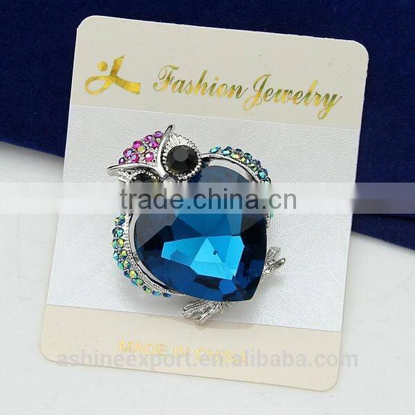 Cute animal series-cute bulk heart crystal owl brooch/handmeade rhinestone brooch