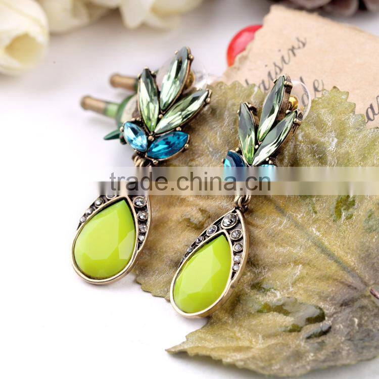 Fluorescence yellow drop acrylic flower shaped latest trends earrings