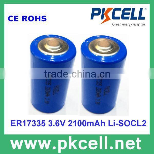 Factory price Hot sale 3.6V ER17335 2100mAh Li-SOCL2 Battery Lithium Battery sale on alibaba