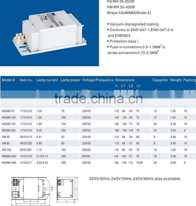 High quality ballast, magnetic ballast, HID ballast