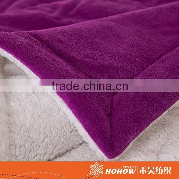 100% Polyester fiber blanket purple flannel warm plain blankets