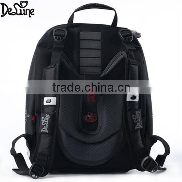 Simple design black color two large compartments school bag