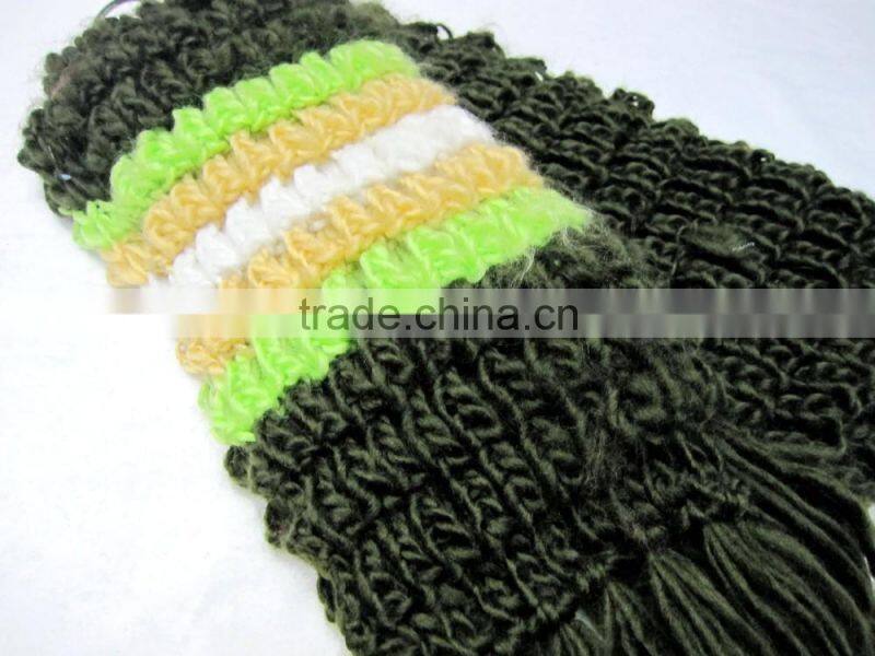 Wholesale fashion color stripes knitted set scarf and hat