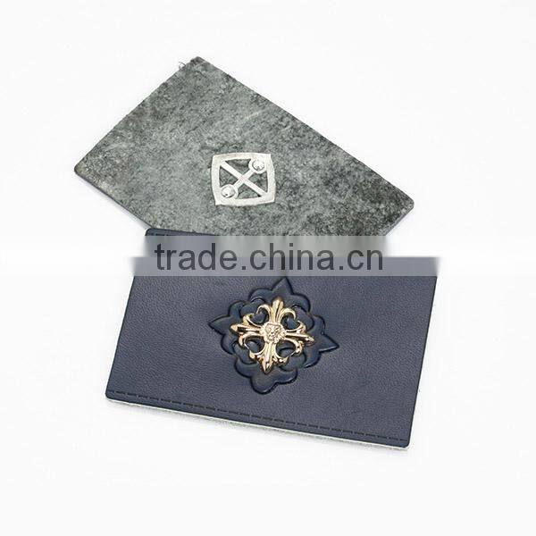 Custom metal clothing label embossed leather patch