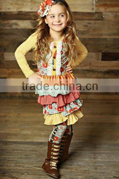 2015 hot sale adorable baby clothes thanksgiving girls outfit Fall Giggle Moon Remakes Children Boutique Clothing Sets Girl