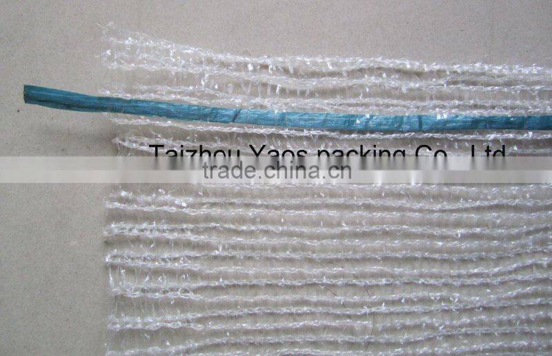PE raschel knitted mesh bag drawstring vegetable raschel mesh bag