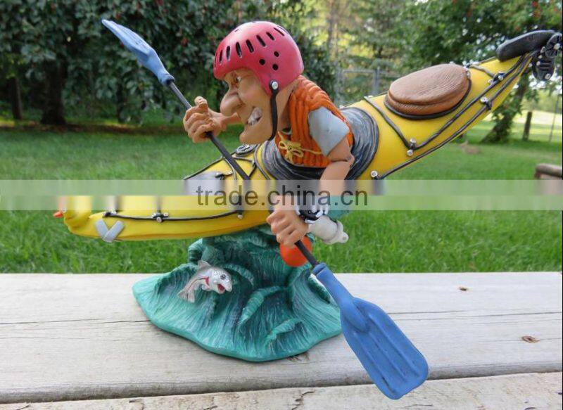Kayak river rafting collectible 12 inch poly-resin figurine by Warren Stratford