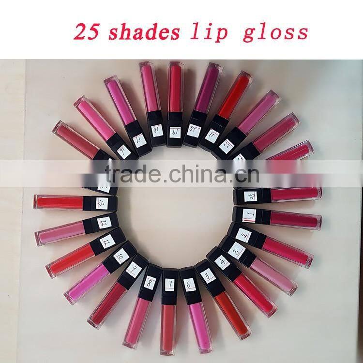 Private label 25 shades waterproof non sticky lip gloss with factory price
