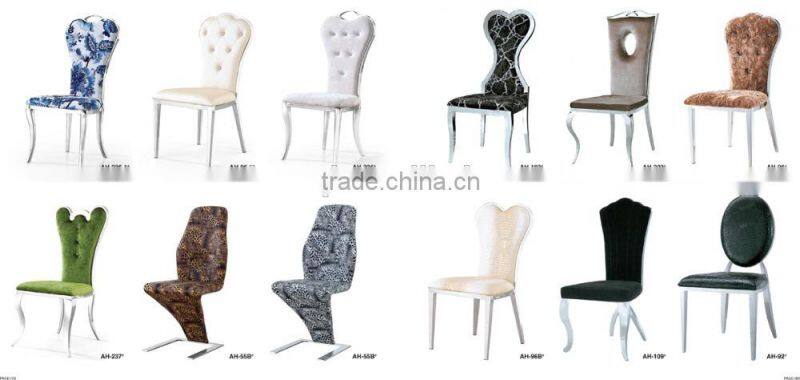 Classic Modern Dining Chair Flannelette Banquet Chair Wedding Chair Stainless Steel Restaurant Chair