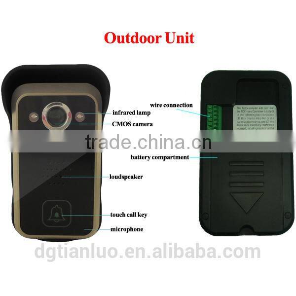 Night Vision Apartment Building Wireless Security System Monitor and Camera