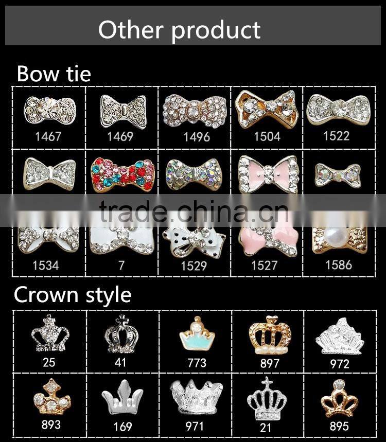 2016 New Arrival most popular 3d nail art bowknot, fancy alloy matellic bow tie nail art accessories