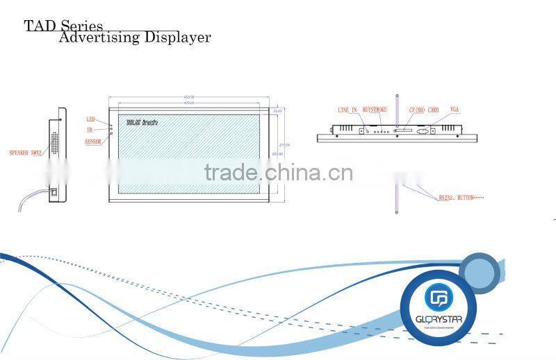18 inch tft lcd screen,1080P full hd indoor advertising screen,shelf mounted digital advertising signs