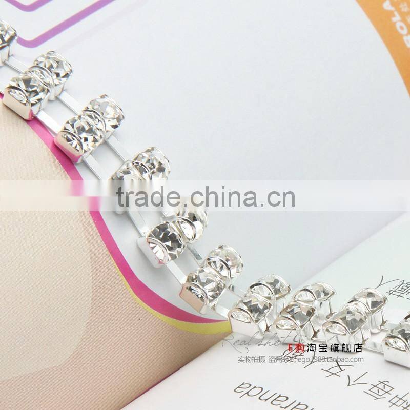 Adjustable 2pcs Double Rows Crystal Diamante Rhinestone Bra Shoulder Straps Belt