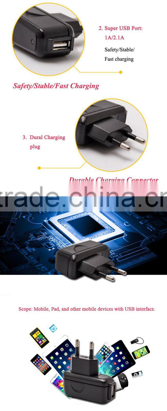 5V 1 USB port mobile phone charger