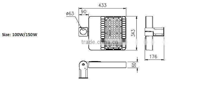 meanwell 100w led shoe box light from oem/odm factory