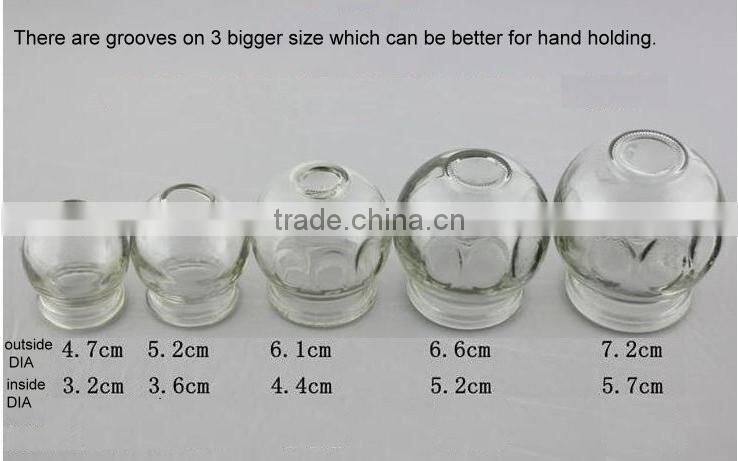 Different sizs Chinese traditional therapy cupping glass cups 5 set
