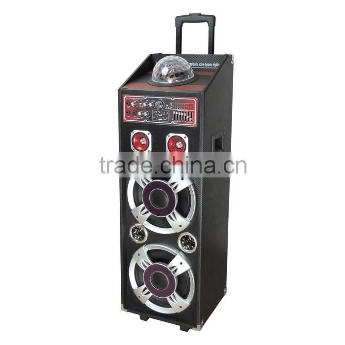 Dual 10" Rechargeable Trolley Speaker PA System with Bluetooth & Disco Light