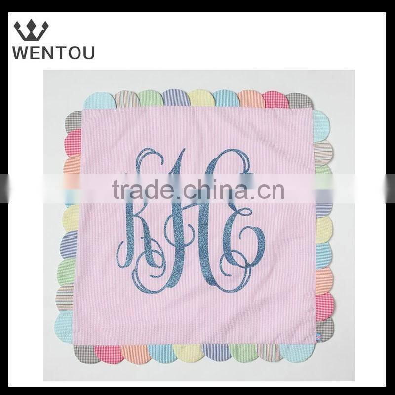 Seersucker Monogrammed Pillow Cover