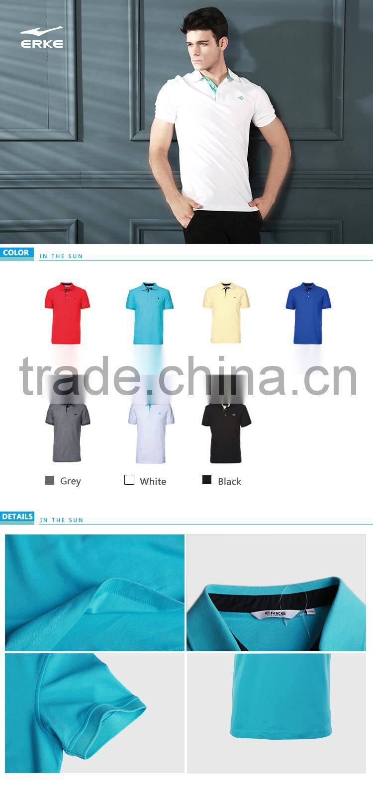 ERKE 2015 classic design Men's polo T-shirt lover's T-shirt couple style cotton t-shirt for men