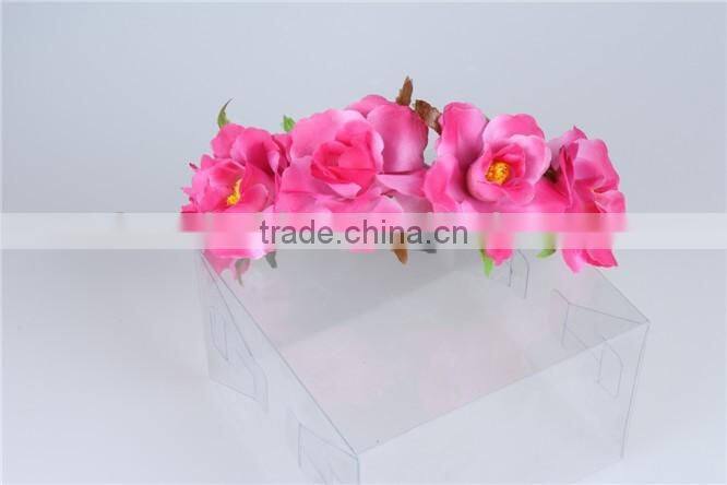 Bulk cheap cute hair accessories, kawaii light rose pink fabric frilly flower headbands for girls