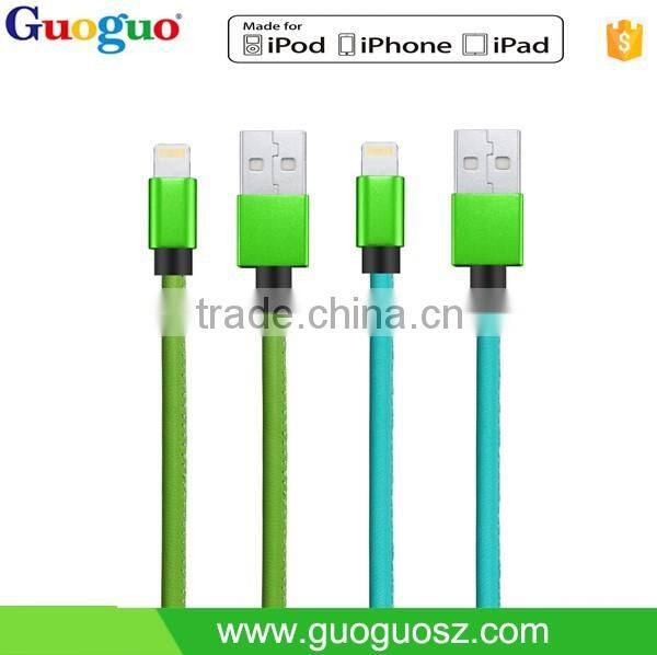 Factory price 8 pin PU Leather MFi Certified USB Data Cable