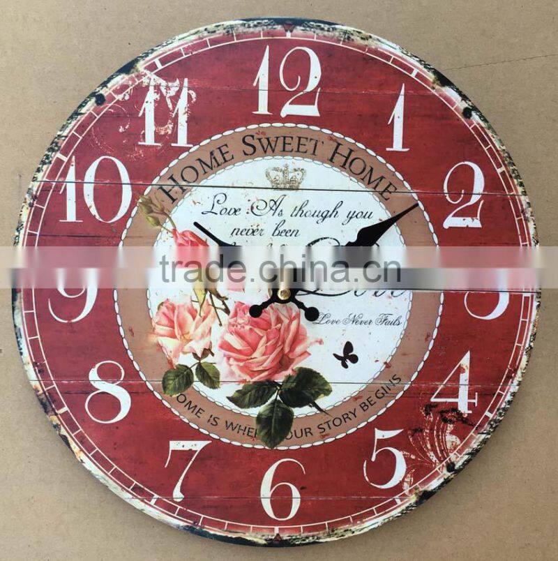 16 inch High quality and big size home decoration MDF map wall clock