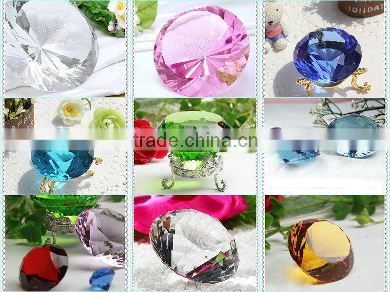 Circle Orange Paperweight Crystal Diamond For Wedding Pretty Decoration