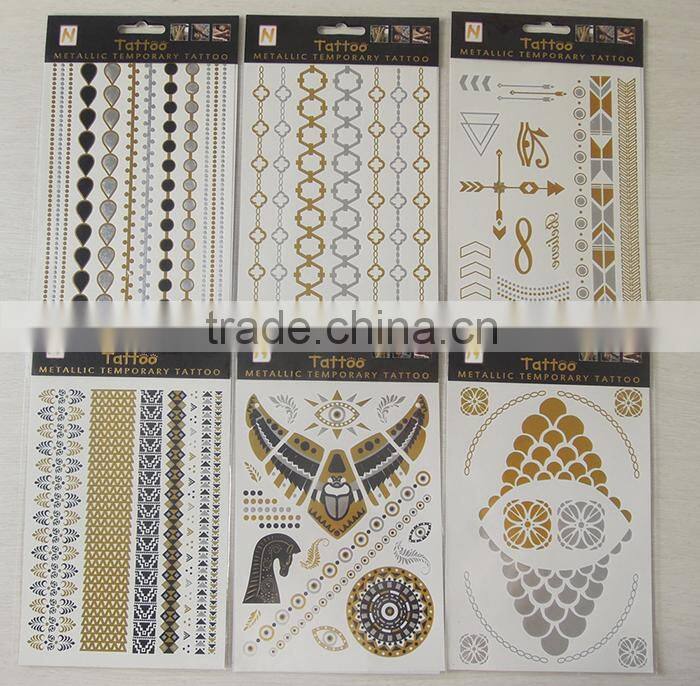 Necklace Metallic Gold and Silver Temporary Tattoo Stickers