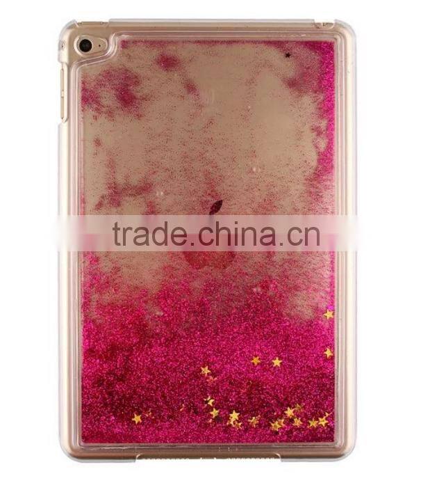 Hard plastic bling bling flowing sand tabet case for ipad mini, for mini ipad 4 cover case sparkling quicksand design