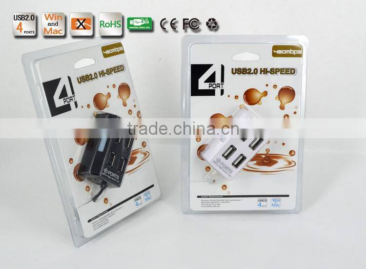 Wholesale T-type and Light Plastic Casing 480MBPS 4 port usb 2.0 hub with Led indicators