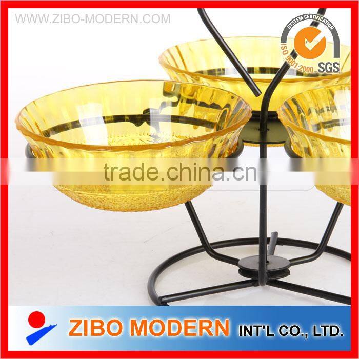 Glass Bowl with Metal Stand