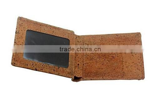 Wholesale cork vegan wallet with ID window and rfid for men