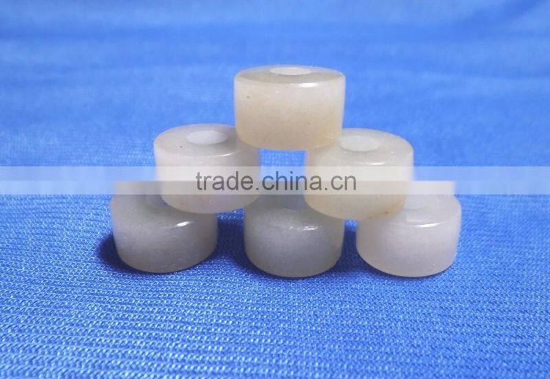 Natural White Chalcedony Smooth Handmade Big Hole Tyre Beads