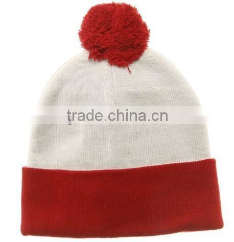 Knitted tall cotton ball hatTop sales fashion woolen knitted hats