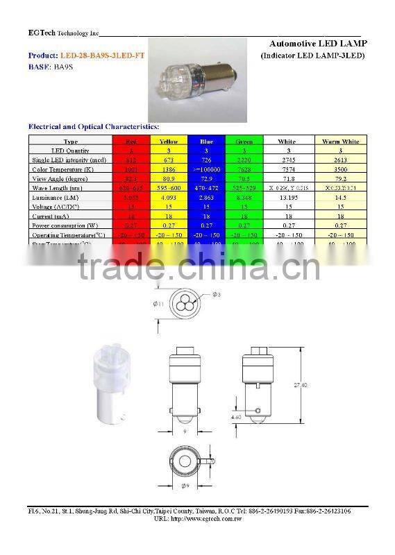 BA9S T10-3TF LED Lamp