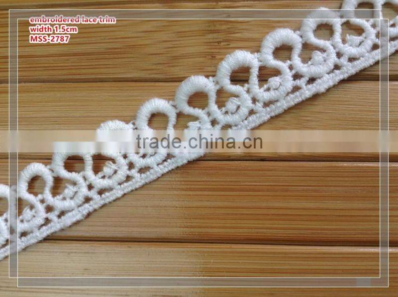 1.5cm width white color embroidered lace trim