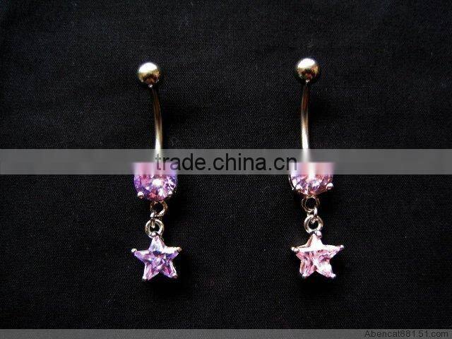 The noble Body art piercings crystal star belly button rings opal belly button rings