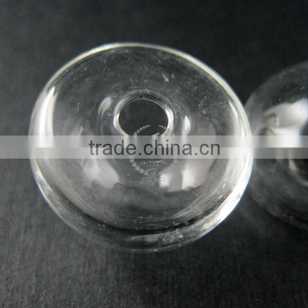 20mm transparent half ball mushroom shape glass dome cabochon with 3mm hole DIY jewelry supplies 3070072